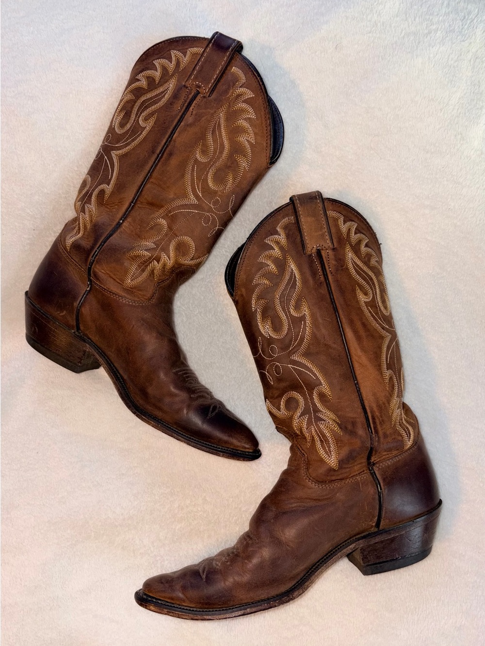 Justin Boots Vintage Brown Leather Western Sz 8